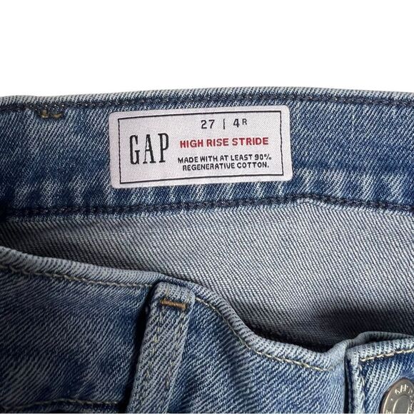 Gap High Rise Stride Wide Leg Cargo Jeans Light Wash Size 27 (4) - Picture 6 of 13